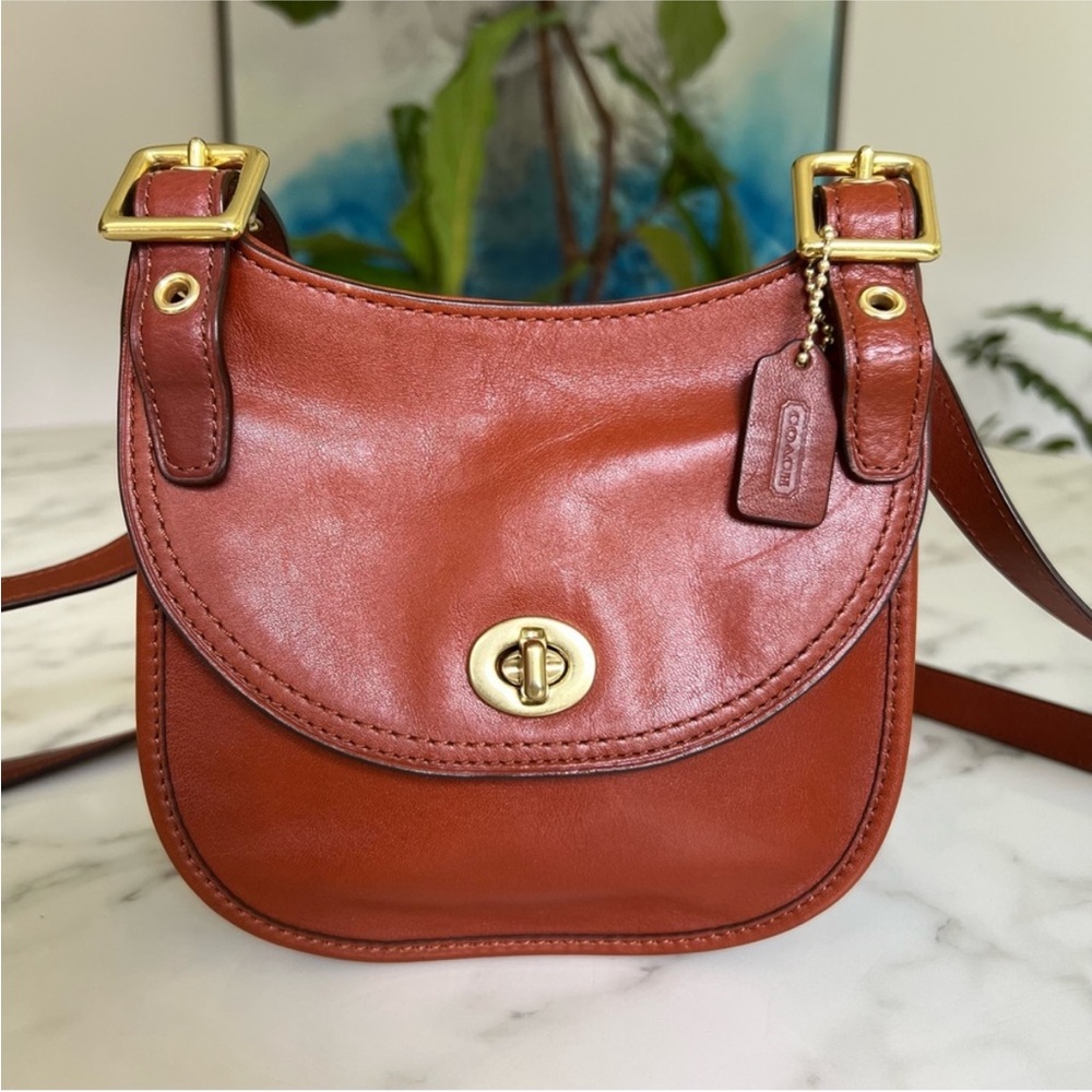 Coach Legacy Mini Saddle Leather Crossbody Bag Purse British Tan Brown Brass